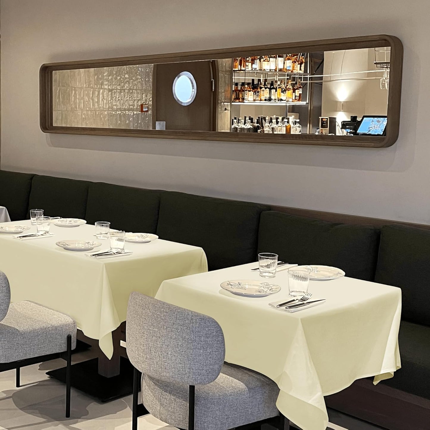 sancua Square Tablecloths 54x54 Inch, 2 Pack - Beige Fabric Table Cloth for Square or Round Tables, Washable Polyester Table Cover for Dinner, Holiday Party, Decorative Display Tables