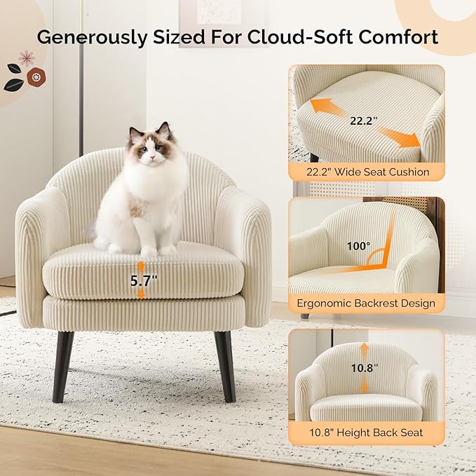 VINGLI 30.3" Wide Modern Barrel Accent Armchair - Image 4