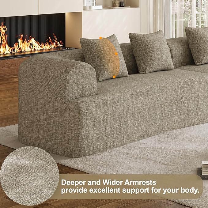 147" Oversized Sectional Sofa for Living Room, Modern Luxury Plush Chenille - Image 7