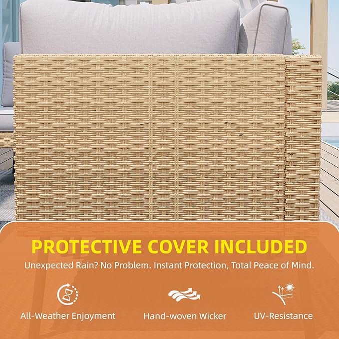 Aoxun 8-Piece Patio Furniture Set, Wicker Outdoor Furniture - Image 7