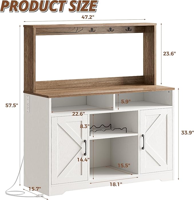 IRONCK 58" Farmhouse Coffee Bar Cabinet - Image 2