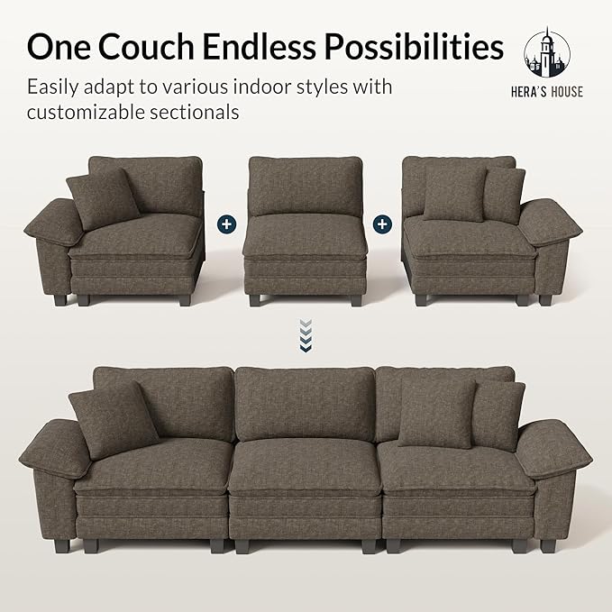 HERA'S HOUSE 124" Modular Sectional Sofa, Oversized U Shaped Couches - Image 7
