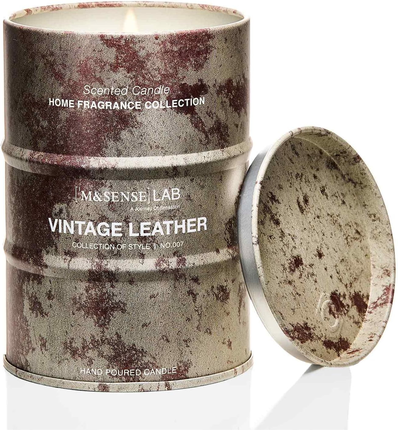 M&SENSE Vintage Leather Scented Candles Natural Non Toxic, Aromatherapy Candle for Stress Relief Meditation Relaxing, Housewarming Gifts for Women Men, 11.3oz 70 Hour Long Burning