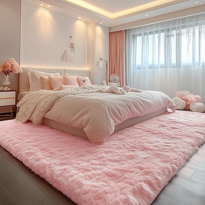 PAGISOFE 3x5 Pink Fluffy Shag Area Rugs - Image 9