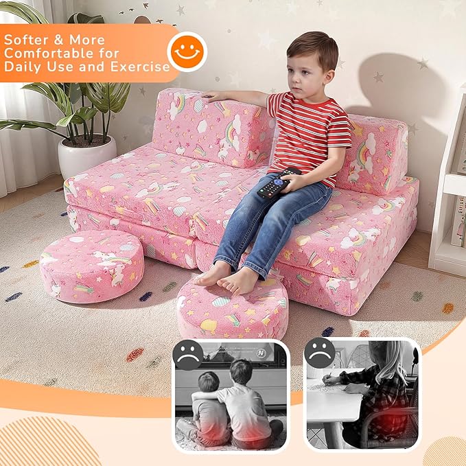 MeMoreCool Kids Sofa, 8-Piece Modular Play Couch - Image 7