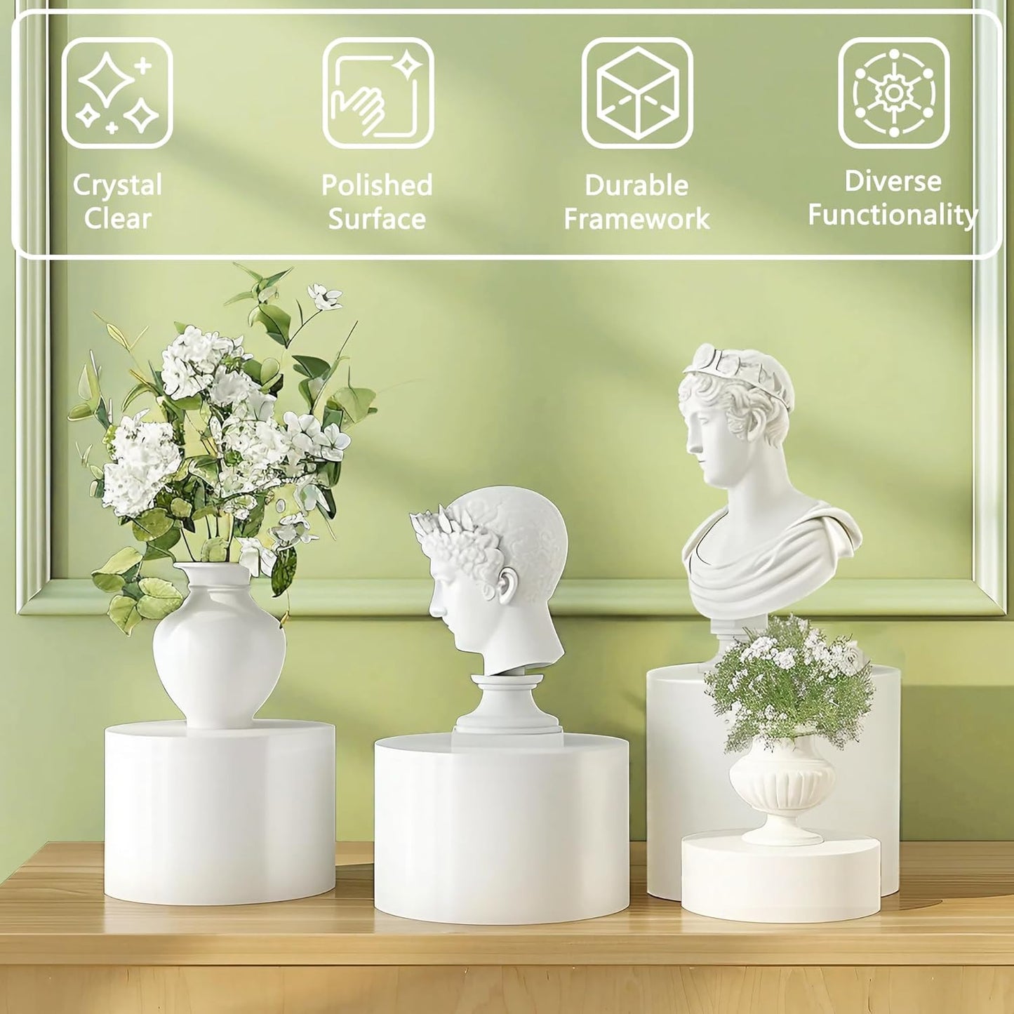 6Pcs Buffet Risers, Food Risers for Buffet Table, Acrylic Round Display Risers with Hollow Bottom, Food Display Stand for Party Jewelry Dessert Figures (Size 6",6.5",6.7",7",7.5",8")