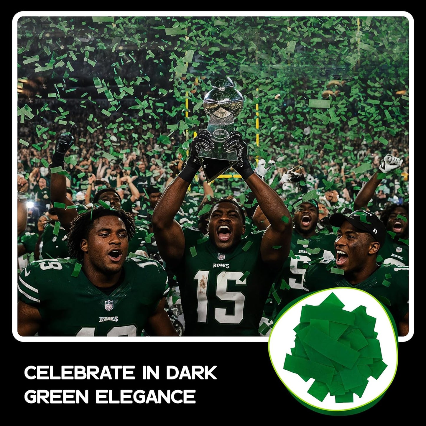 Ultimate Confetti, Rectangular Biodegradable Confetti – Dark Green Fluttering Tissue Paper Confetti for Cannon and Launcher use - Wedding Confeti, Birthday, Parties and Live Events - 1 lb, 16 oz