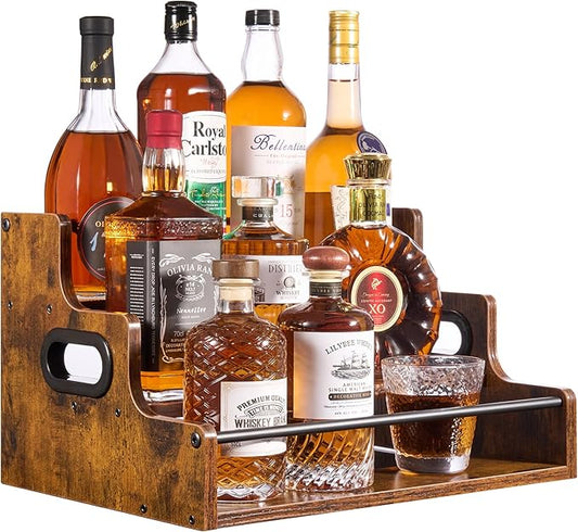 YQBRAO [Upgraded Rustic Wood Liquor Bottle Display Shelf, 3-Tier Liquor Shelf by Unknown