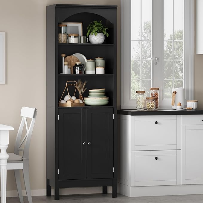 Bookshelf with Doors, Floor Standing Display Storage Cabinet - Image 9