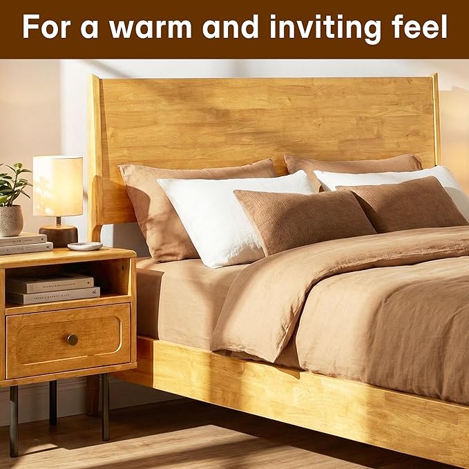 Acacia Haven Queen Bed Frame and Headboard, Solid Wood Platform Bed Frame - Image 8