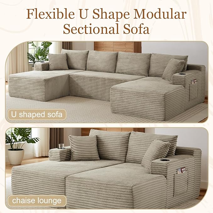 125" Modular Sectional Sleeper Sofa, Boneless Cloud Couch - Image 6