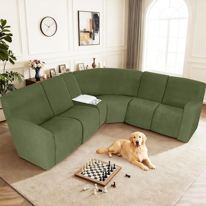 ALIECOM 100% Waterproof Recliner Sectional Couch Covers L Shape Stretch Corner - Image 2