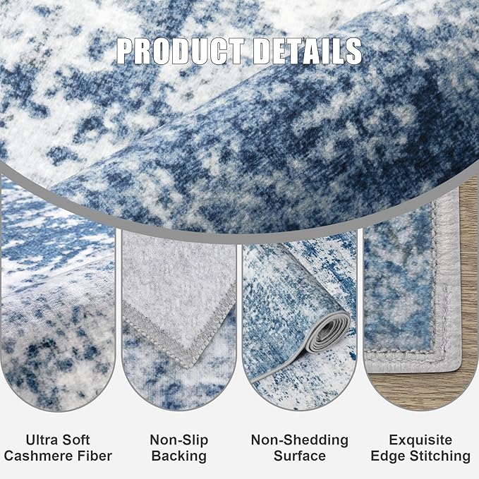 Washable Area Rug 3x10 Entryway Rug: Washable Modern Abstract Soft Thin Rug - Image 6