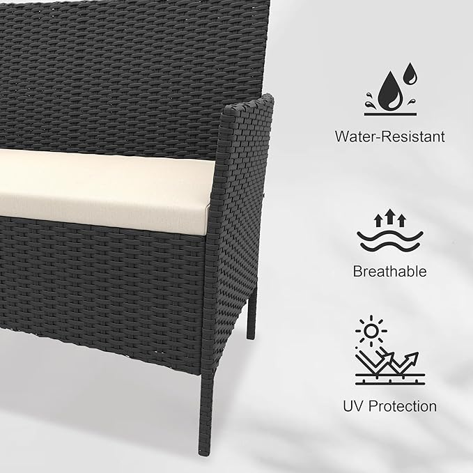 GarveeLife 4-Piece Patio Furniture Set, Rattan Outdoor Furniture - Image 5