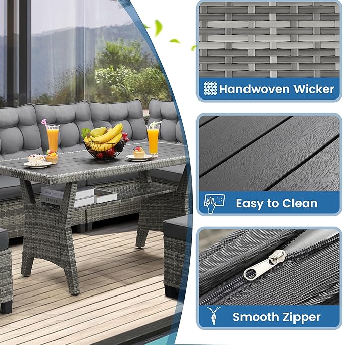KROFEM 6-Piece Patio Furniture Set, Outdoor Sectional Sofa - Image 2