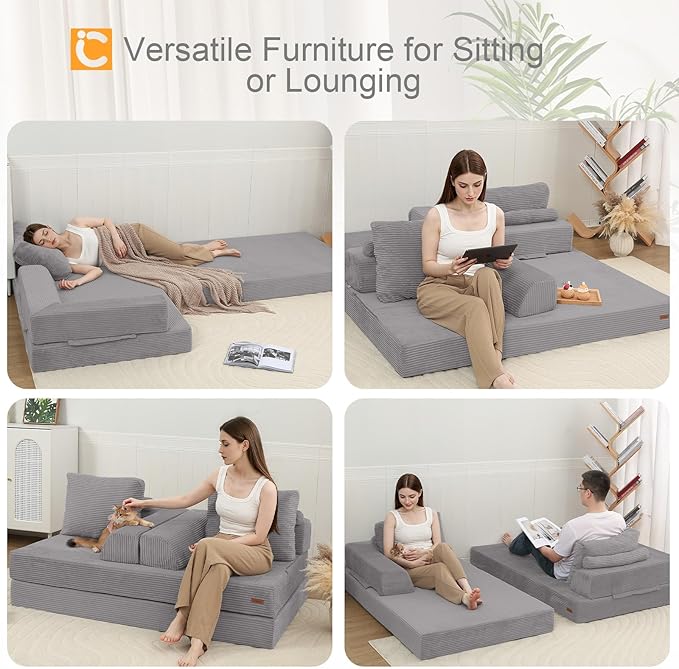 COMAX Futon Sofa Bed, Convertible Folding Sofa Bed, Boneless Couch Loveseat - Image 6