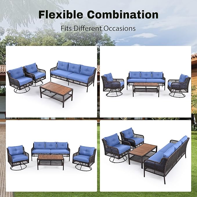 4-Piece Outdoor Wicker Sectional Sofa Set, All Weather Patio Conversation Set - Image 4