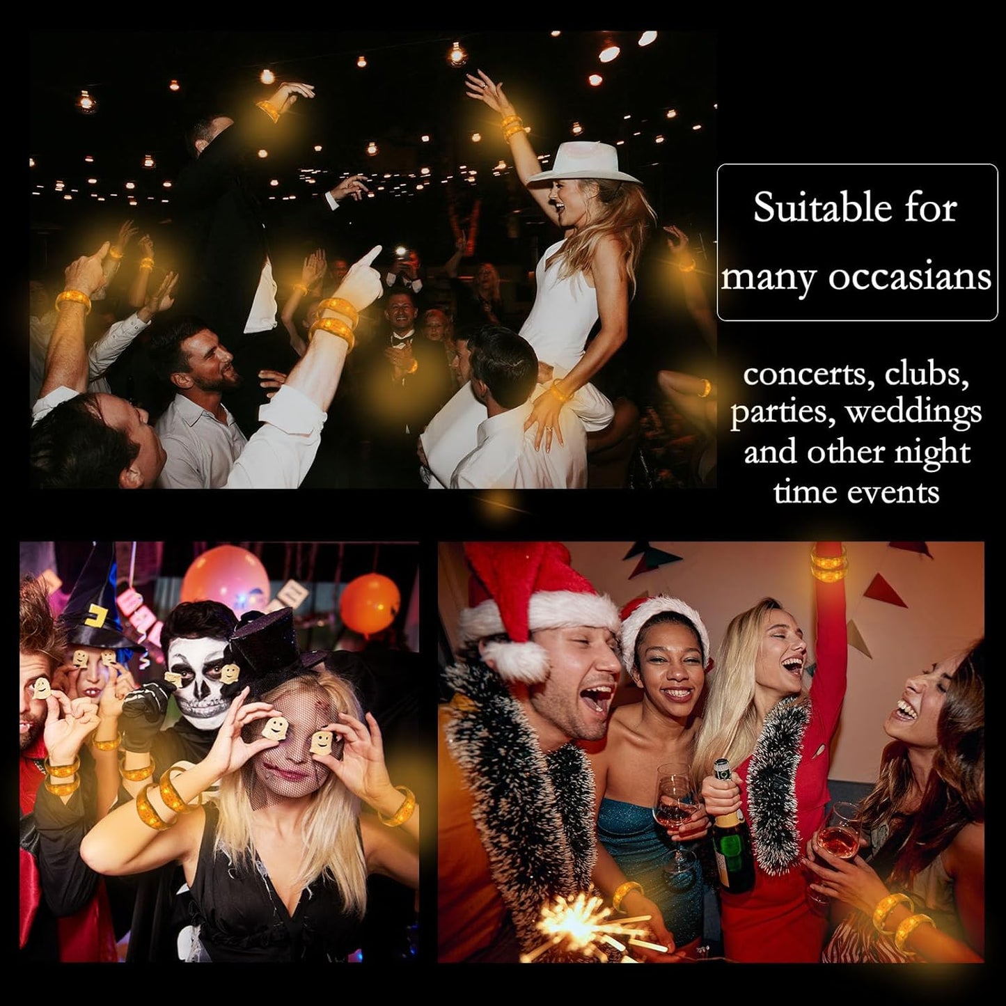 100 Pcs LED Bracelets Sound Activated with Flashing LED Strobe Music Control Light Up Bracelets for Rave, Game Prizes, Birthday Party Favor,Valentine's Day gift