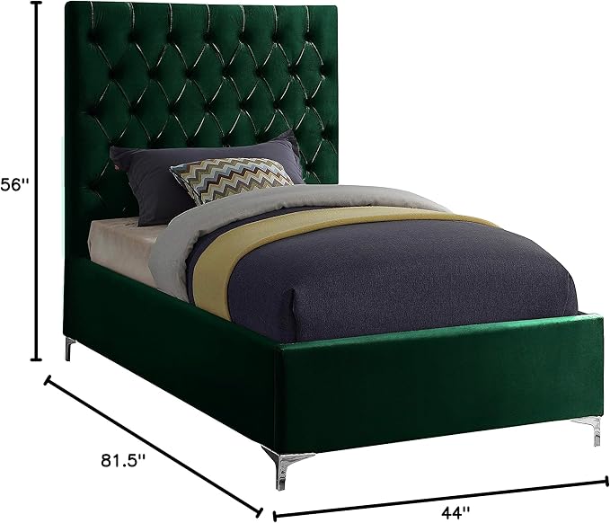 Meridian Furniture Cruz Collection Modern | Contemporary Velvet Upholstered Bed - Image 7
