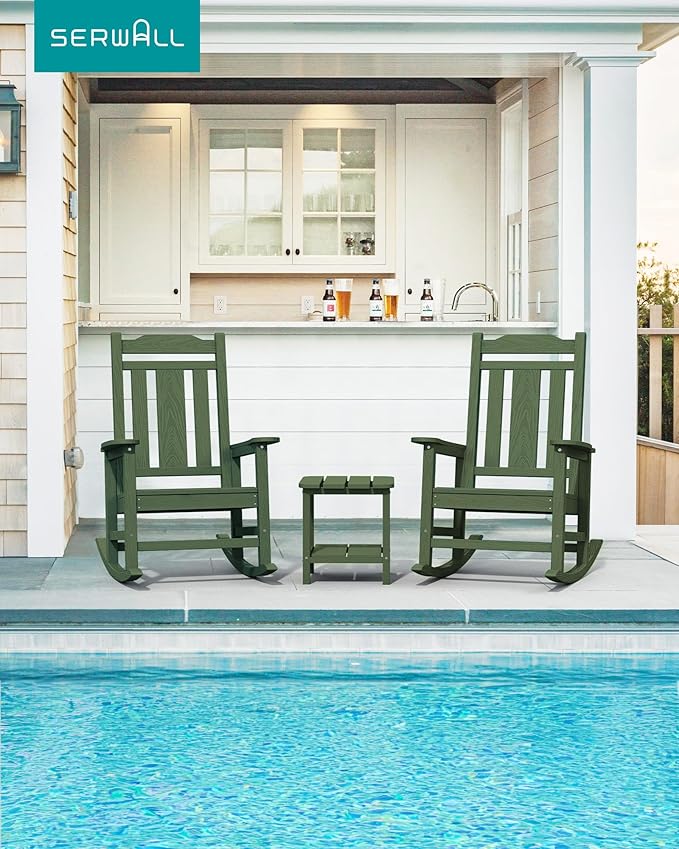 SERWALL Oversized Rocking Chair Set of 2 Outdoor, HDPE Outdoor Rocking Chair - Image 2