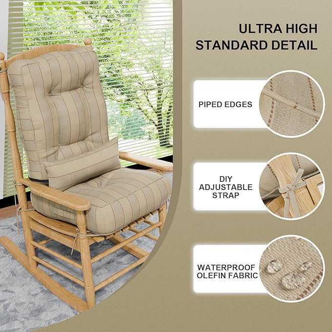 Rocking Chair Cushions with Pillow, Waterproof and Fade-Resistant Thicken - Image 6