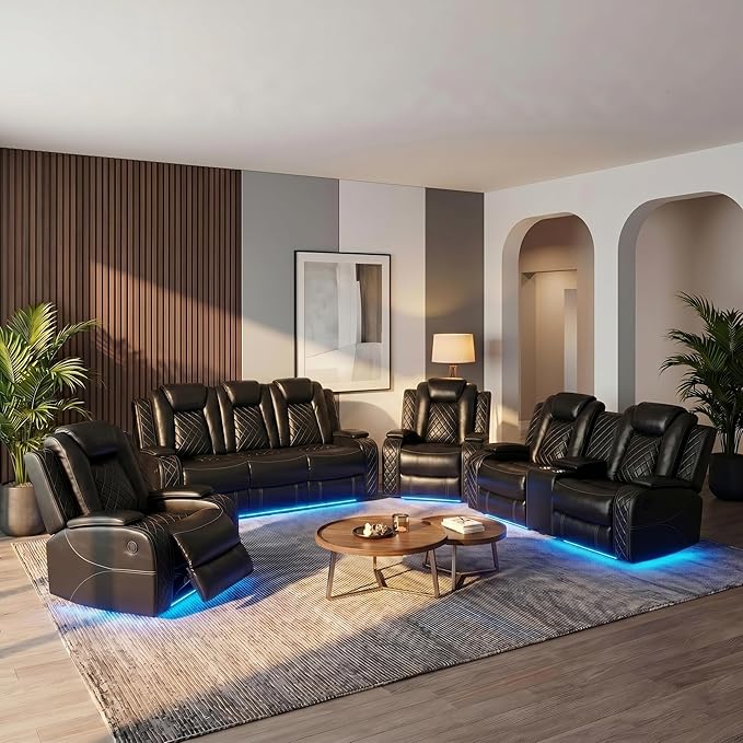 4-Piece Leather Power Recliner Sofa Set by ELDANISPOWERRECLINERSOFA