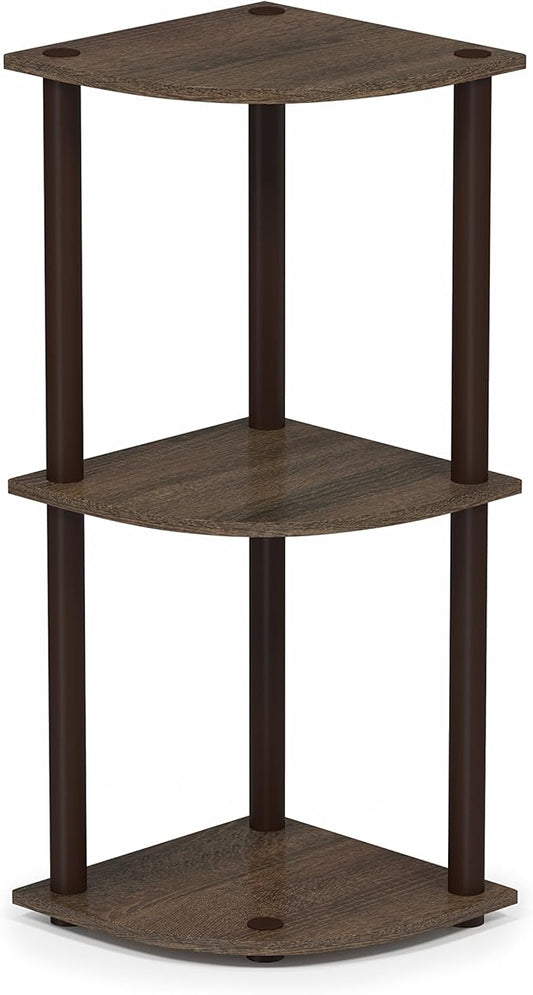 Furinno TURN-N-TUBE Corner Shelf, 3-Tier Corner Bookshelf, Display Storage by Furinno-FitsYourSpaceFitsYourBudget