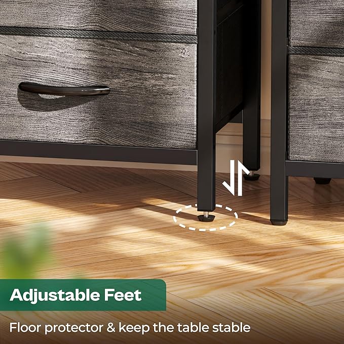 Huuger Nightstand with Charging Station, Fabric Drawers, End Table with Open - Image 7