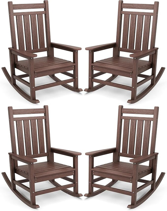 SERWALL Oversized Outdoor Rocking Chair Set of 4, HDPE Rocker by SERWALL