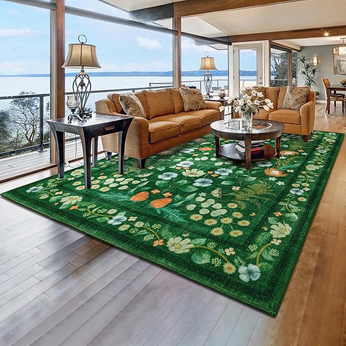 Area Rugs for Living Room, 6x9 Washable Vintage Rug for Bedroom, Non-Slip by Rtizon
