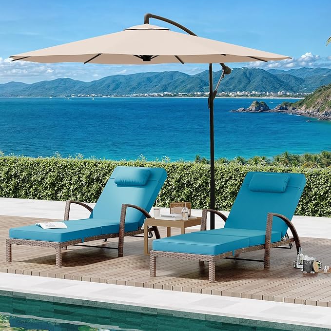GarveeLife 2-Piece Rattan Patio Folding Chaise Lounge, 5-Position Adjustable - Image 3