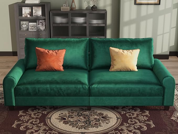 EASE MOOSE 88.5" Large Seat Velvet Loveseat Sofa, Soft Deep Seat Couches - Image 4