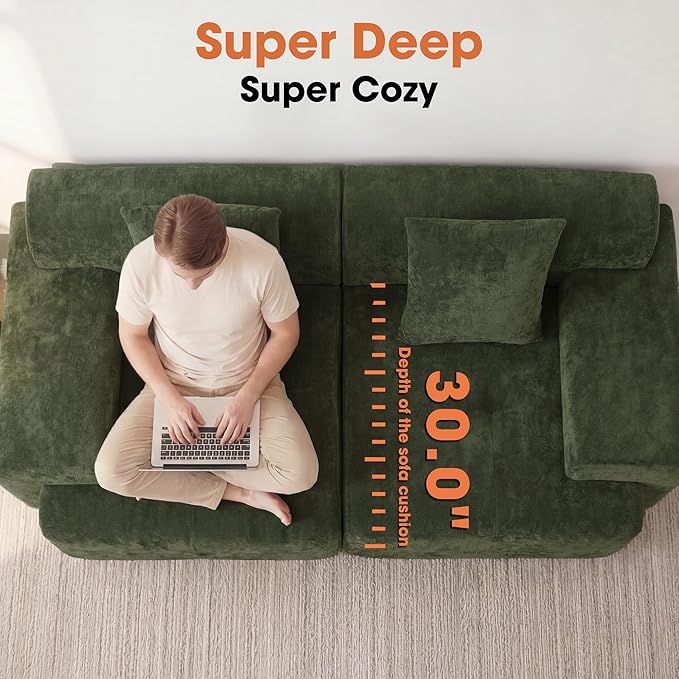 83.5" Boneless Loveseat Couch, Cloud Comfy Couches - Image 3