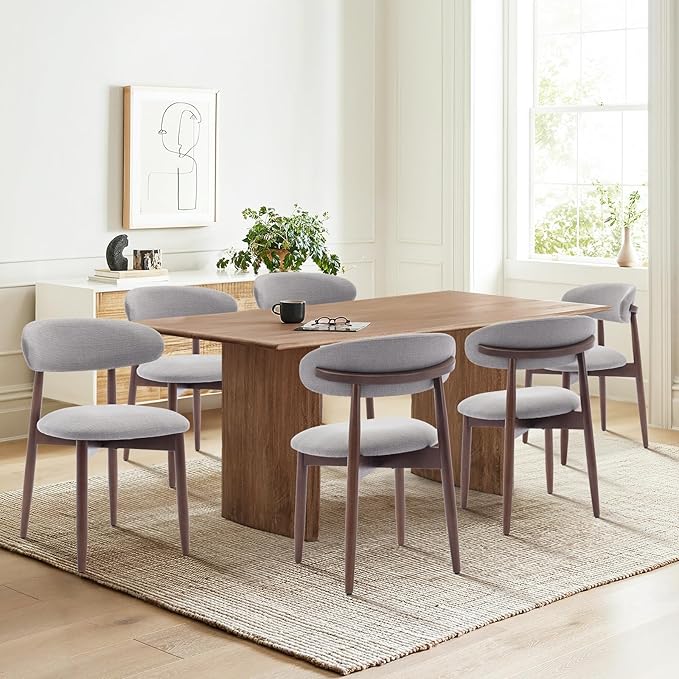 COLAMY Wooden Dining Chairs Set of 2, Modern Fabric Upholstered Dining Room - Image 3