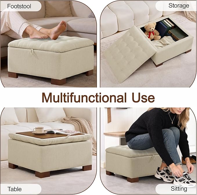 WUTUTUEE 30" Fabric Square Storage Ottoman - Image 6