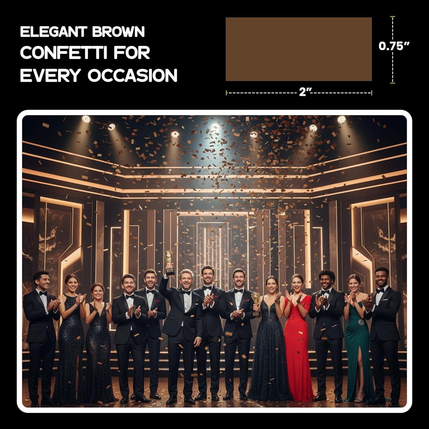 Ultimate Confetti, Brown Biodegradable Confetti - Rectangular Fluttering Tissue Paper Confetti for Cannon and Launcher use – Mother’s Day Confeti, Wedding, Parties and Live Events - 1 lb, 16 oz