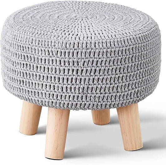 Wimarsbon Small Ottomans, 100% Hand Knitted Pouf Ottoman, Round Footrest by Wimarsbon
