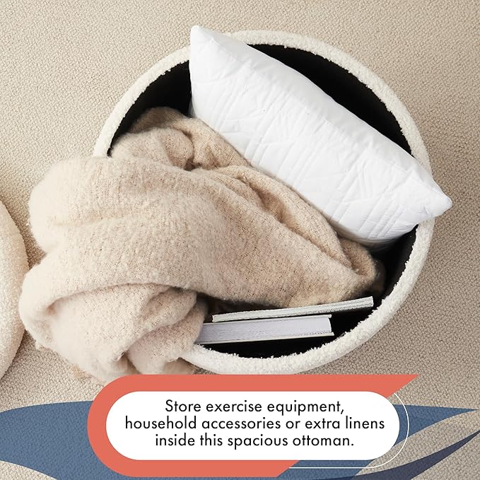 Ornavo Home Round Storage Ottoman - Image 3