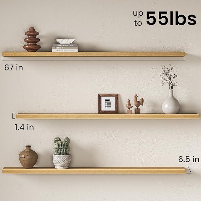 Fun Memories 67 Inch Fireplace Mantel Shelf, Deep Floating Shelves - Image 3