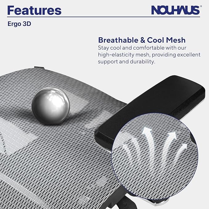 Nouhaus Ergo3D Ergonomic Office Chair Lumbar Support Mesh Office Chair - Image 9