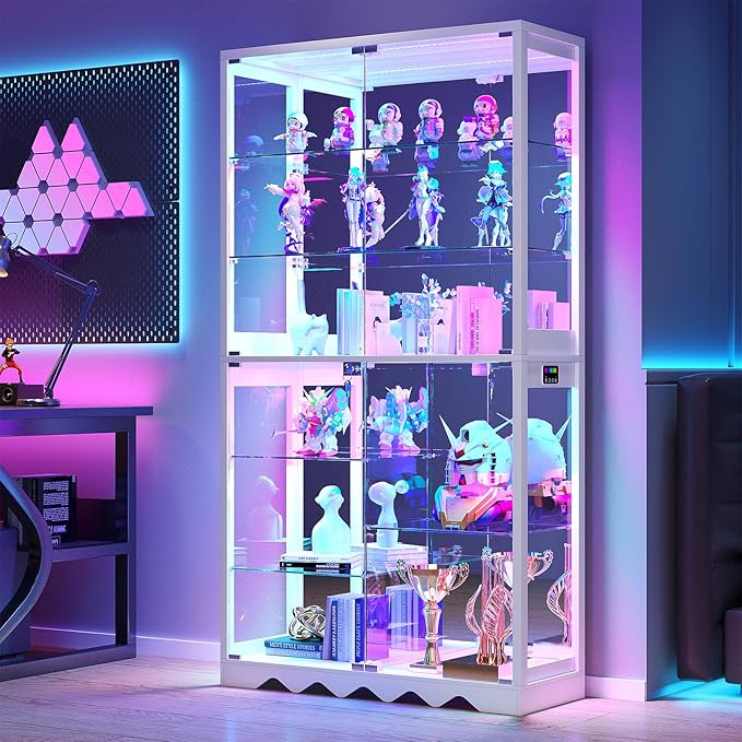 Large Display Cabinet with Glass Doors, 8-Tier RGB Curio Cabinet with Smart - Image 8