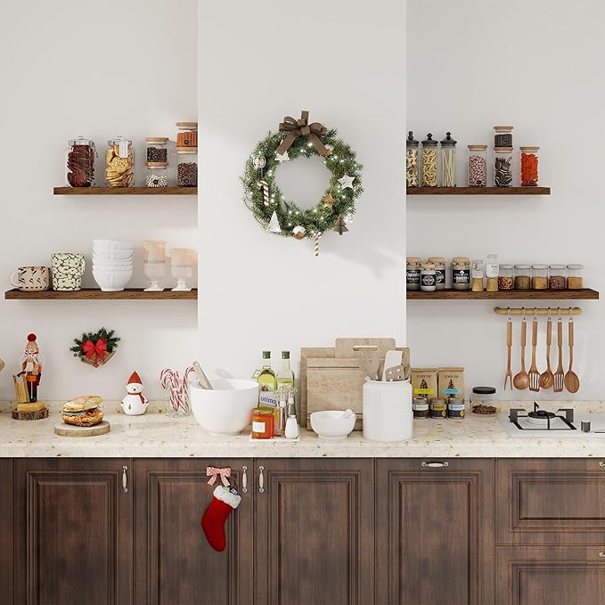 Fun Memories Floating Shelves for Wall, 27.5" Rustic Wood Deep Wall Mounted - Image 2
