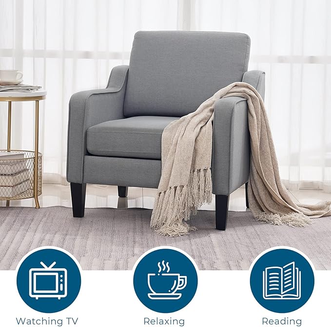 VINGLI Modern Accent Chairs Set of 2, Upholstered Sofa Chair Reading Chair - Image 7