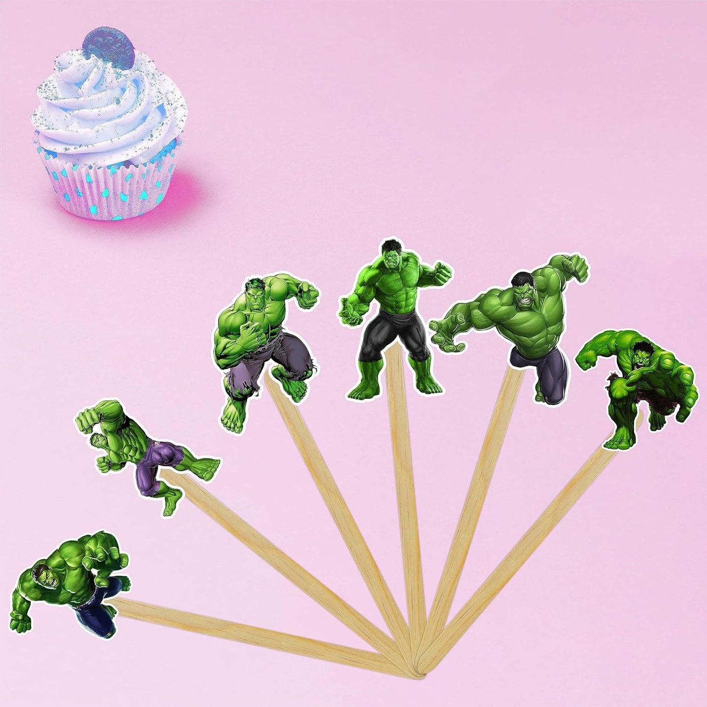 "Hlk Cupcake Topper – Superhero Theme Birthday Party Decoration – Cartoon Character Cupcake Picks for Birthday Party, Boys and Girls Superhero Theme Celebrations, Cake Decoration, and Party Supplies"