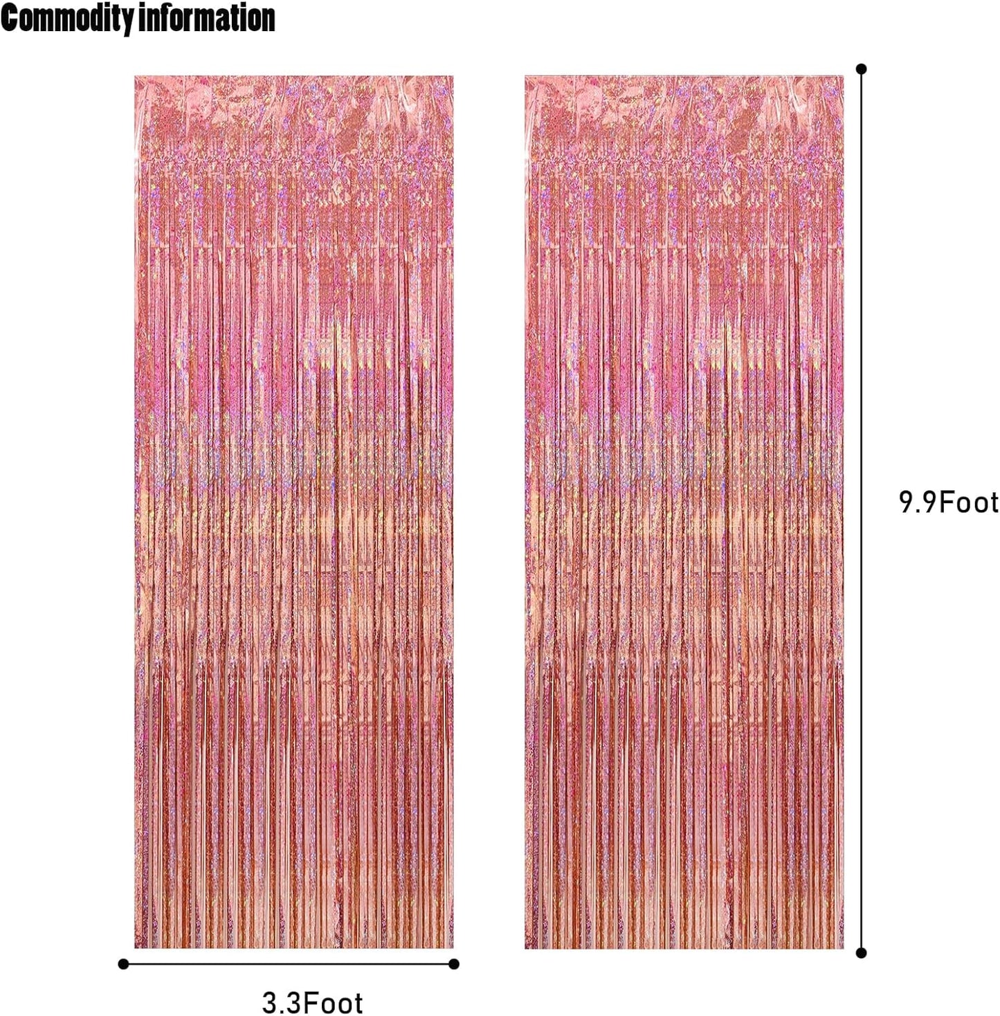 CANREVEL 2 Pack 3.3x8.2 Feet Rose Gold Foil Fringe Backdrop Curtains, Glitter Tinsel Streamers Birthday Party Decorations, Fringe Backdrop for Bachelorette Bride to Be Birthday Girls Streamers Party