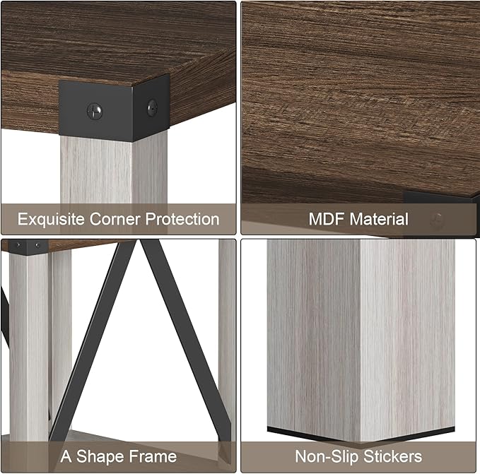 Treocho Farmhouse End Table Set of 2, Rustic Vintage Nightstand Side Table - Image 4