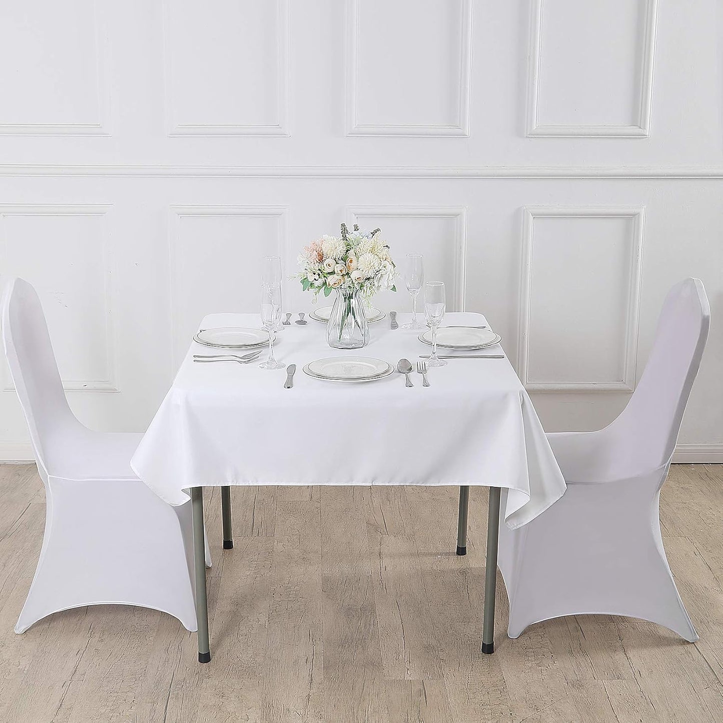 Cupuamon Square Tablecloth 52x52 inch Washable Polyester Fabric Table Cloth for Wedding Party Dining Banquet Decoration（52x52,White）