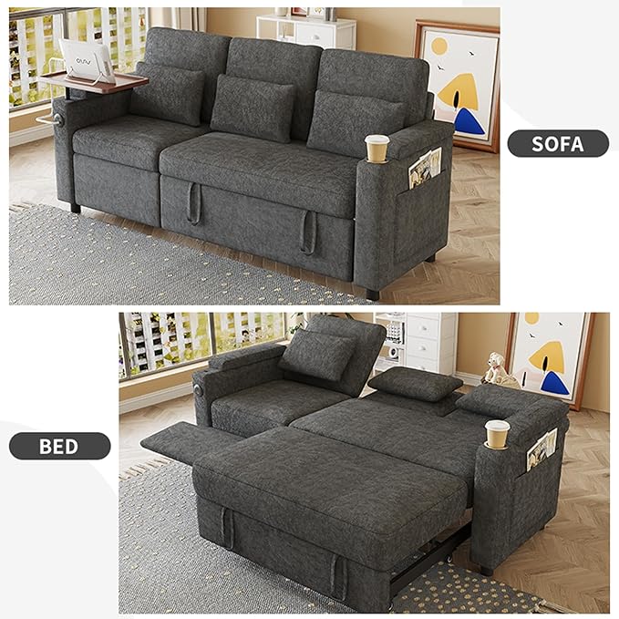 Sectional Sleeper Sofa with Pull Out Couch and Reclining Chair, Modern 3-in-1 - Image 7
