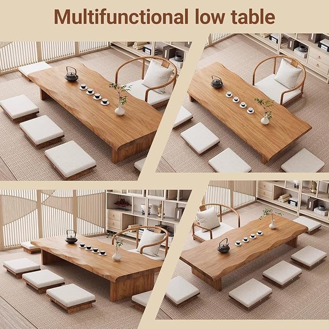 Japanese Tatami Wooden Coffee Table Palace Style Small Wooden Tables - Image 7