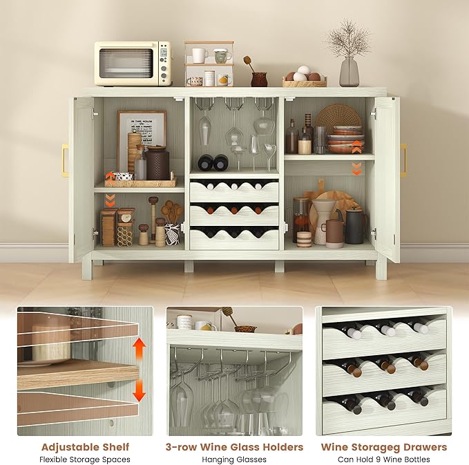 Rattan Wine Bar Cabinet, Boho Rattan Home Bar - Image 7